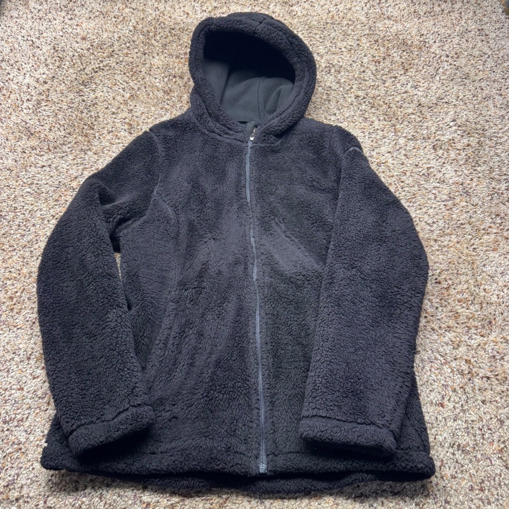 Spyder Womens Black Sherpa Fleece Full Zip Hooded Jacket SPFD B235-001 Size M